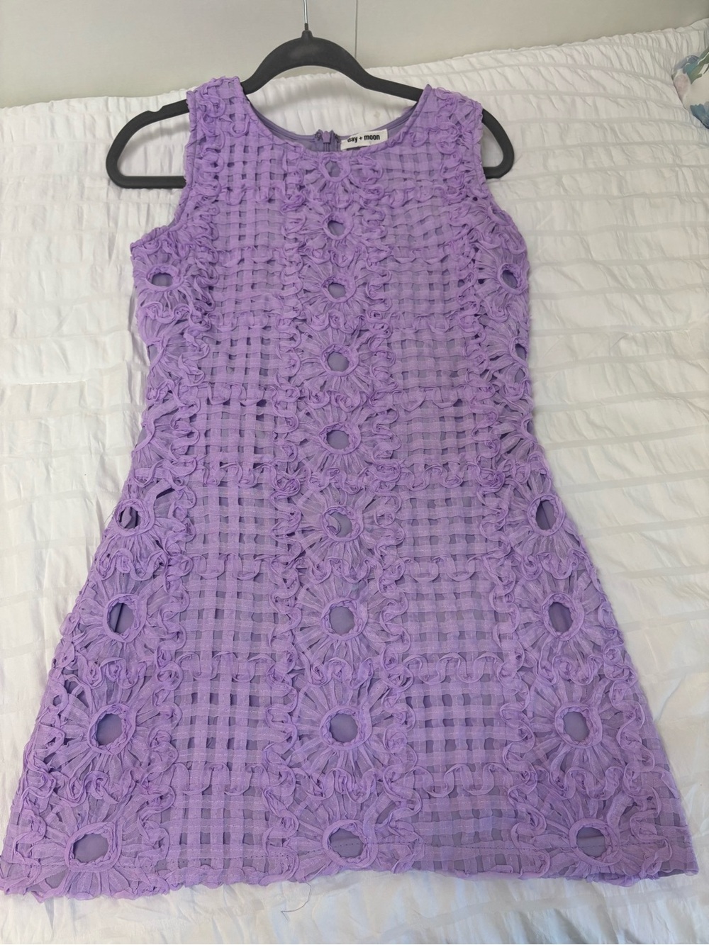 Hello Molly Lavender Crochet Mini Dress